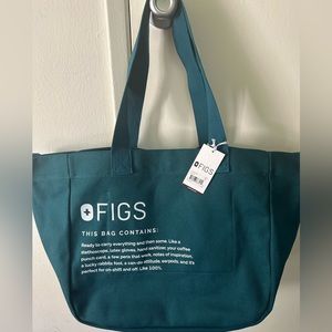 FIGS Canvas Tote Caribbean Blue NWT